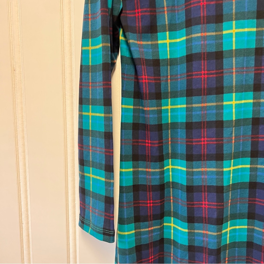 Lands End Plaid Cotton Dress M 10-12 Long Sleeve Midi Casual Fall Tartan - Picture 4 of 6